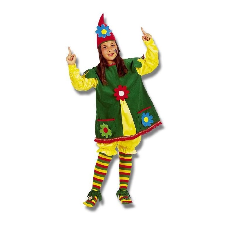 Disfraz de Gnomo o Duende Multicolor para Niña